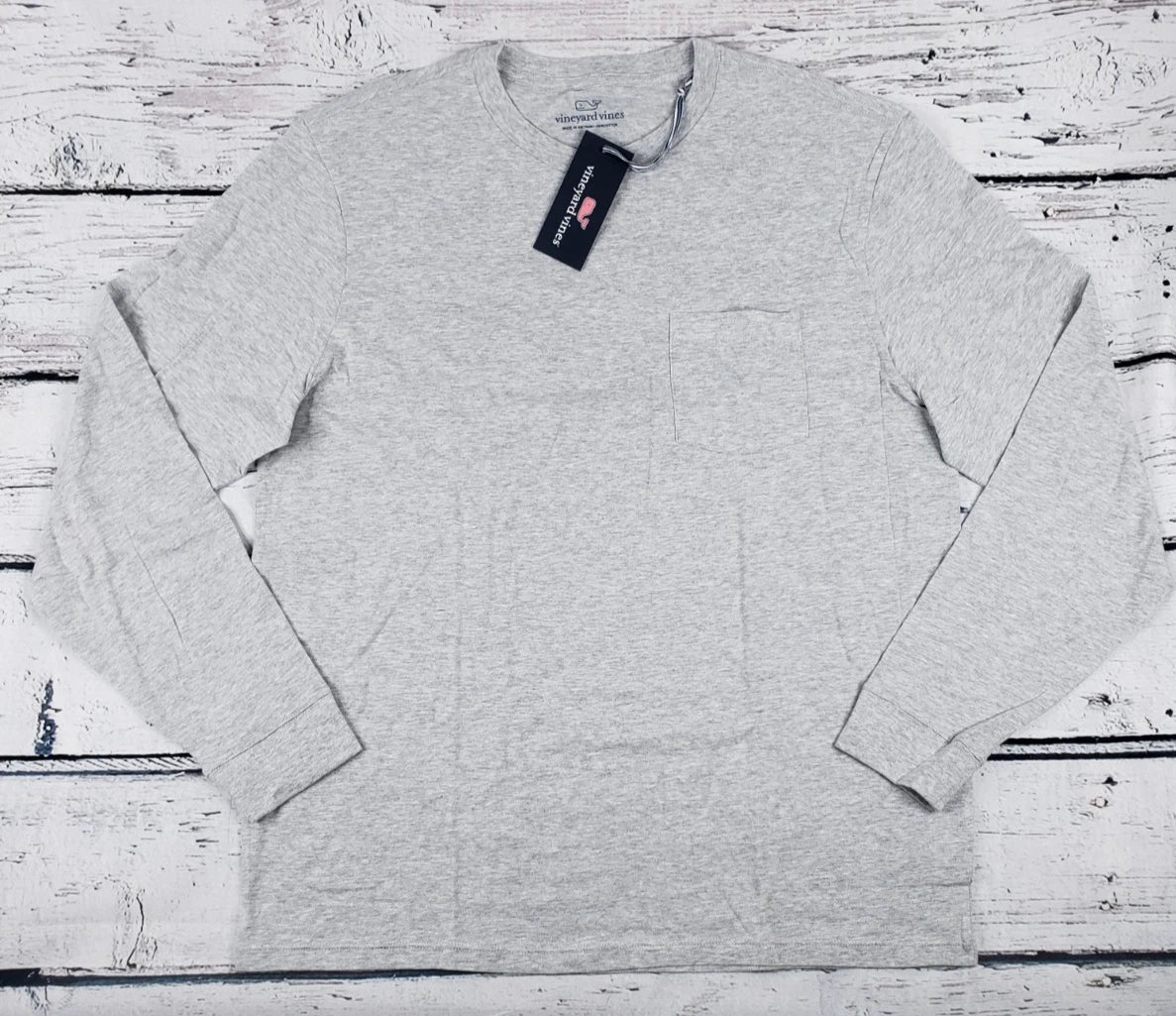 Vineyard Vines Men's Long Sleeve Pocket Gray T-Shirt Size Large (L) - NEW Unisex T-shirt, Sweatshirt, Hoodie, Long Sleeve Tee - T-Shirt, Sweatshirt, Hoodie
