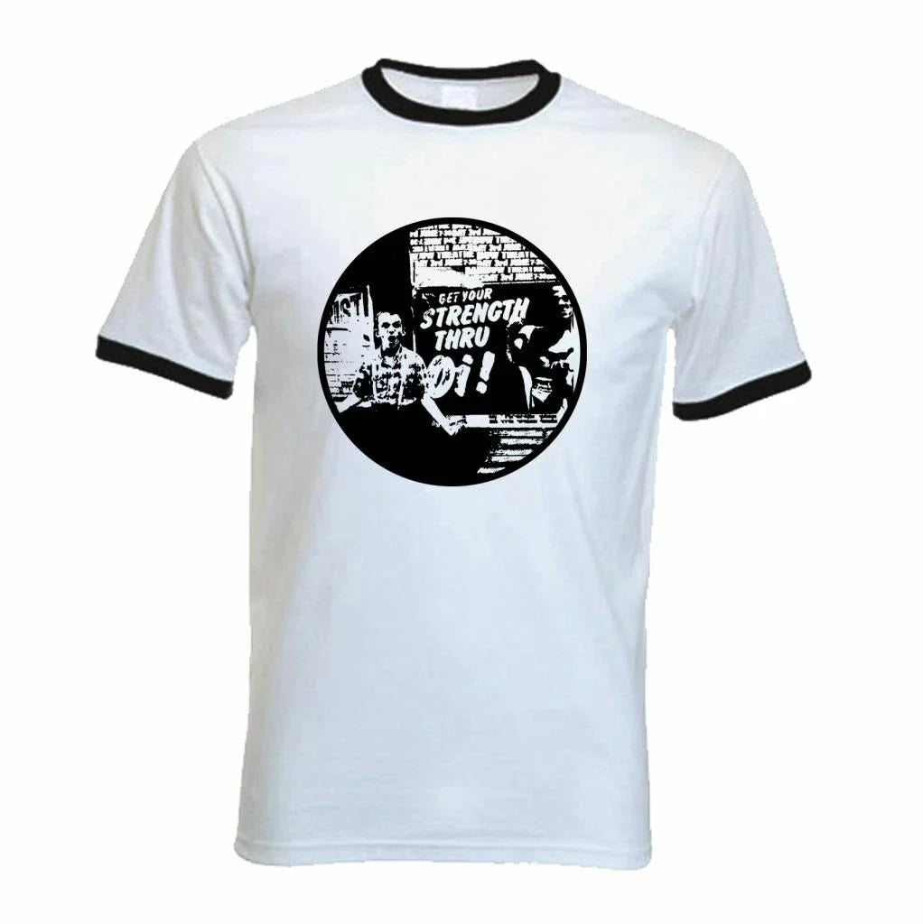 STRENGTH THROUGH OI SKINHEAD RINGER T-SHIRT - Ska Clothing Oi Punk Hardcore Unisex T-shirt, Sweatshirt, Hoodie, Long Sleeve Tee - T-Shirt, Sweatshirt, Hoodie
