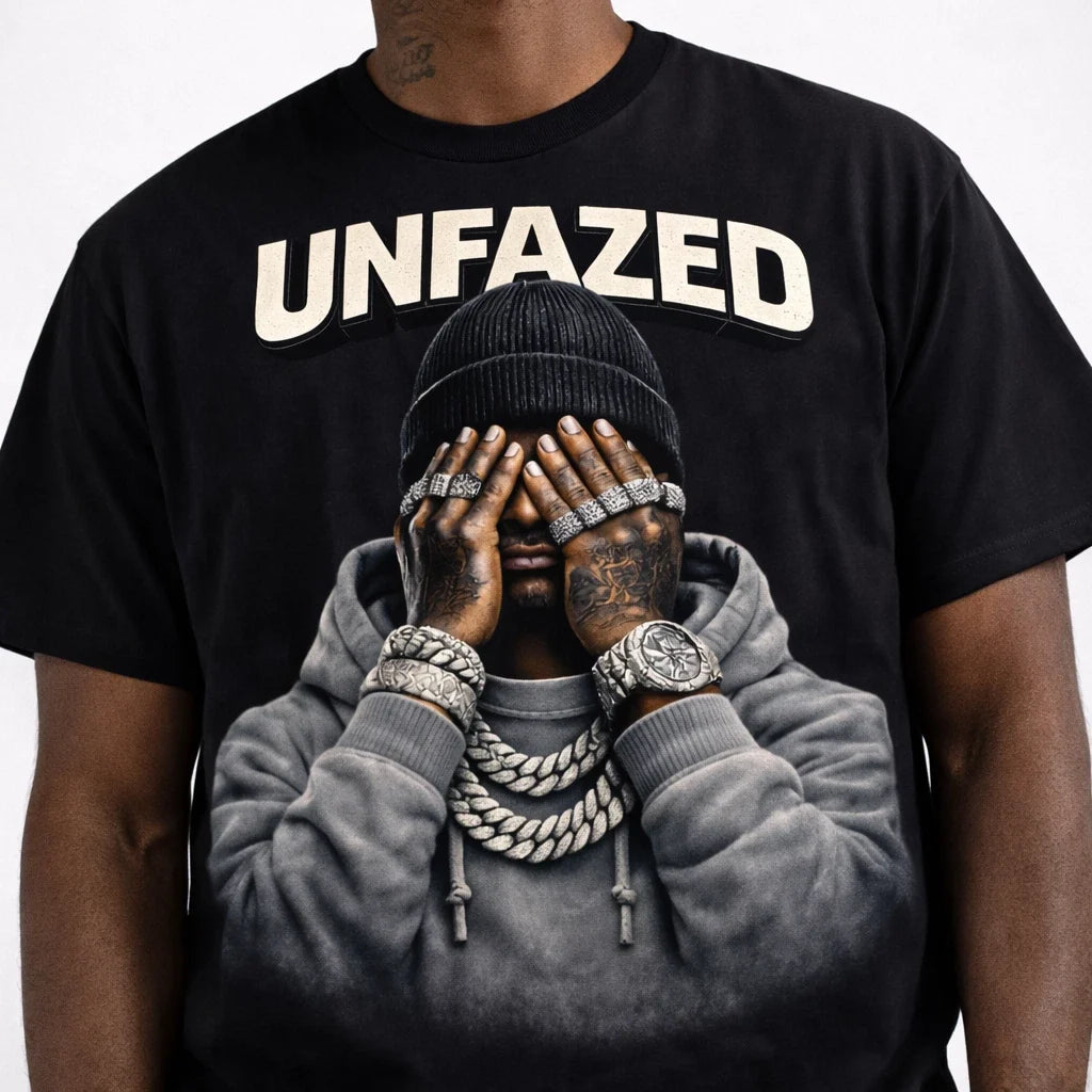 Hip Hop Graphic T Shirt Mens Rap Tee Urban Style UNFAZED Design Unisex T-shirt, Sweatshirt, Hoodie, Long Sleeve Tee - T-Shirt, Sweatshirt, Hoodie