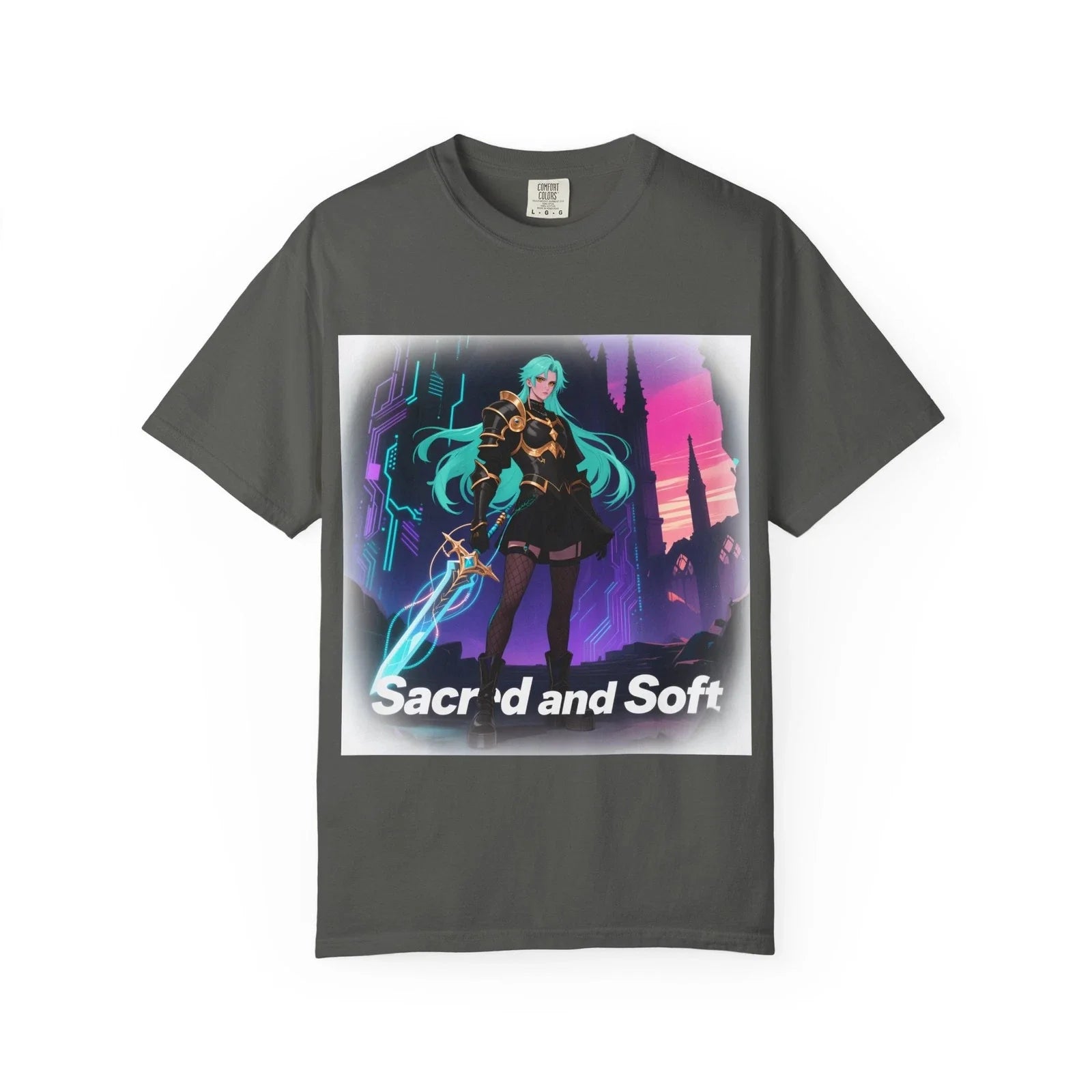 Neon Cyberpunk Gothic Knight Comfort Colors T-Shirt Anime Gamer Gift Unisex T-shirt, Sweatshirt, Hoodie, Long Sleeve Tee - T-Shirt, Sweatshirt, Hoodie