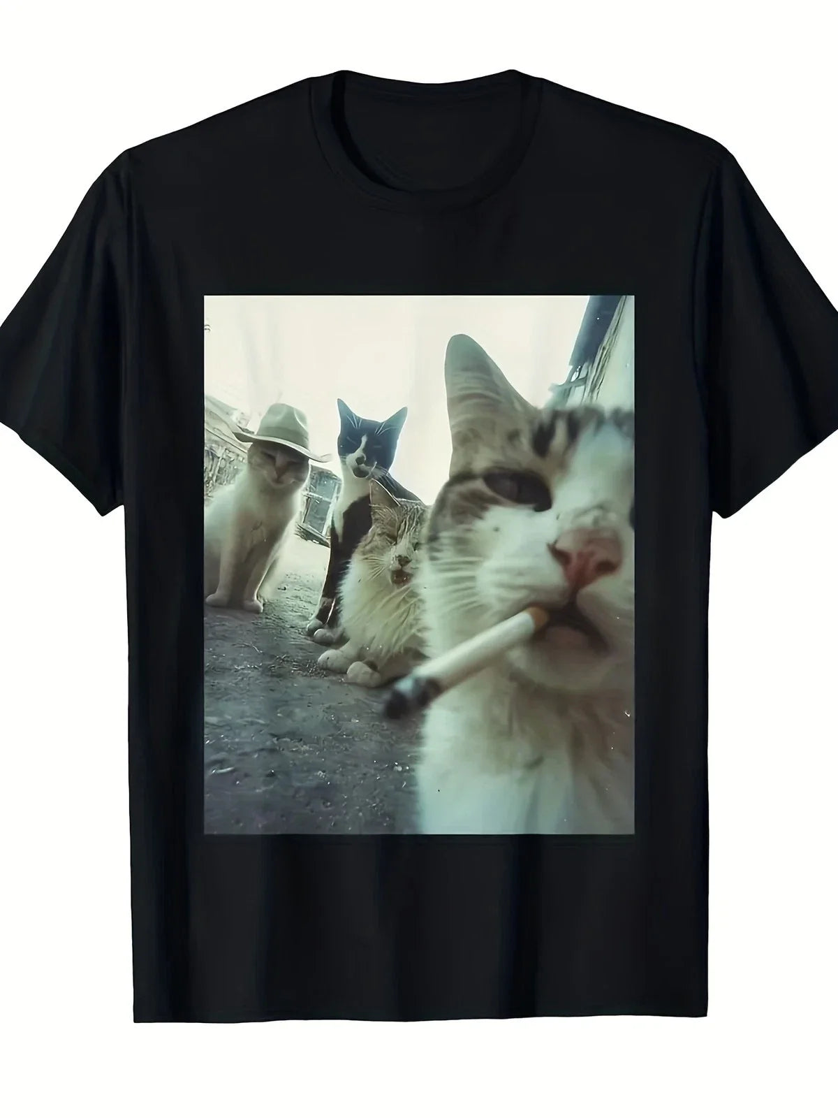 Funny Smoking Cat Meme T-Shirt - Featuring a Smoking Tabby Cat Design Unisex T-shirt, Sweatshirt, Hoodie, Long Sleeve Tee - T-Shirt, Sweatshirt, Hoodie