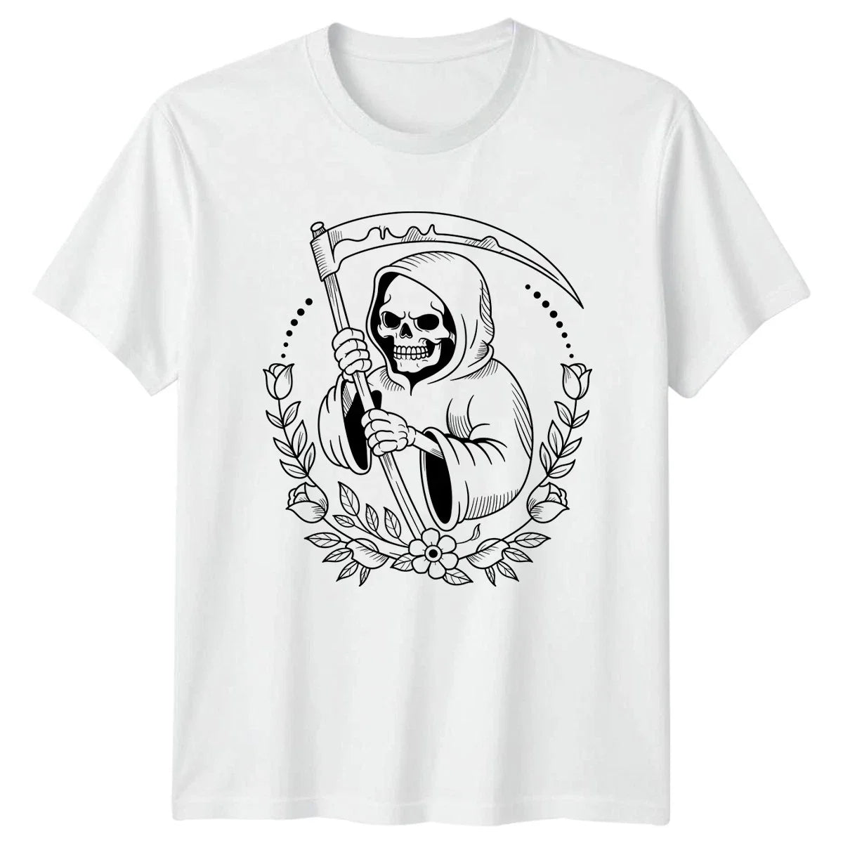 Grim Reaper Floral Goth T-Shirt Dark Art Gothic Birthday Gift For Him And Her Unisex T-shirt, Sweatshirt, Hoodie, Long Sleeve Tee - T-Shirt, Sweatshirt, Hoodie