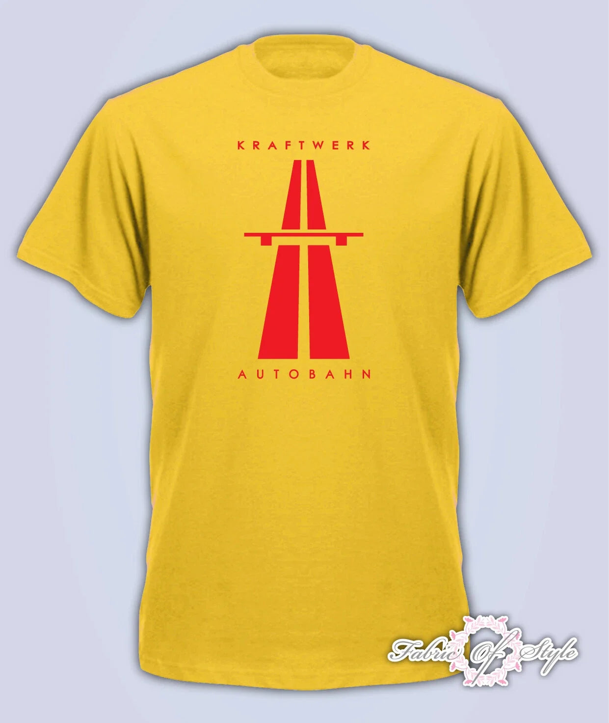 KRAFTWERK Tribute   AUTOBAHN RETRO TECHNO Mens T-Shirt Yellow Red Unisex T-shirt, Sweatshirt, Hoodie, Long Sleeve Tee - T-Shirt, Sweatshirt, Hoodie