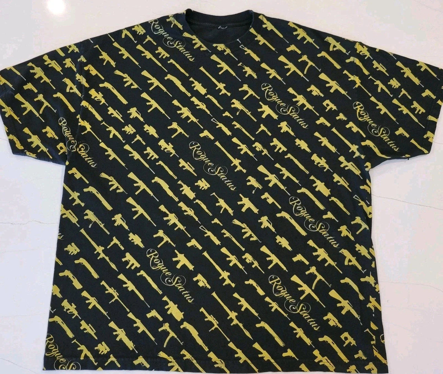 Rare Rogue Status Gun Show Yellow On Black All Over Print T shirt Size 3XL Y2K Unisex T-shirt, Sweatshirt, Hoodie, Long Sleeve Tee - T-Shirt, Sweatshirt, Hoodie