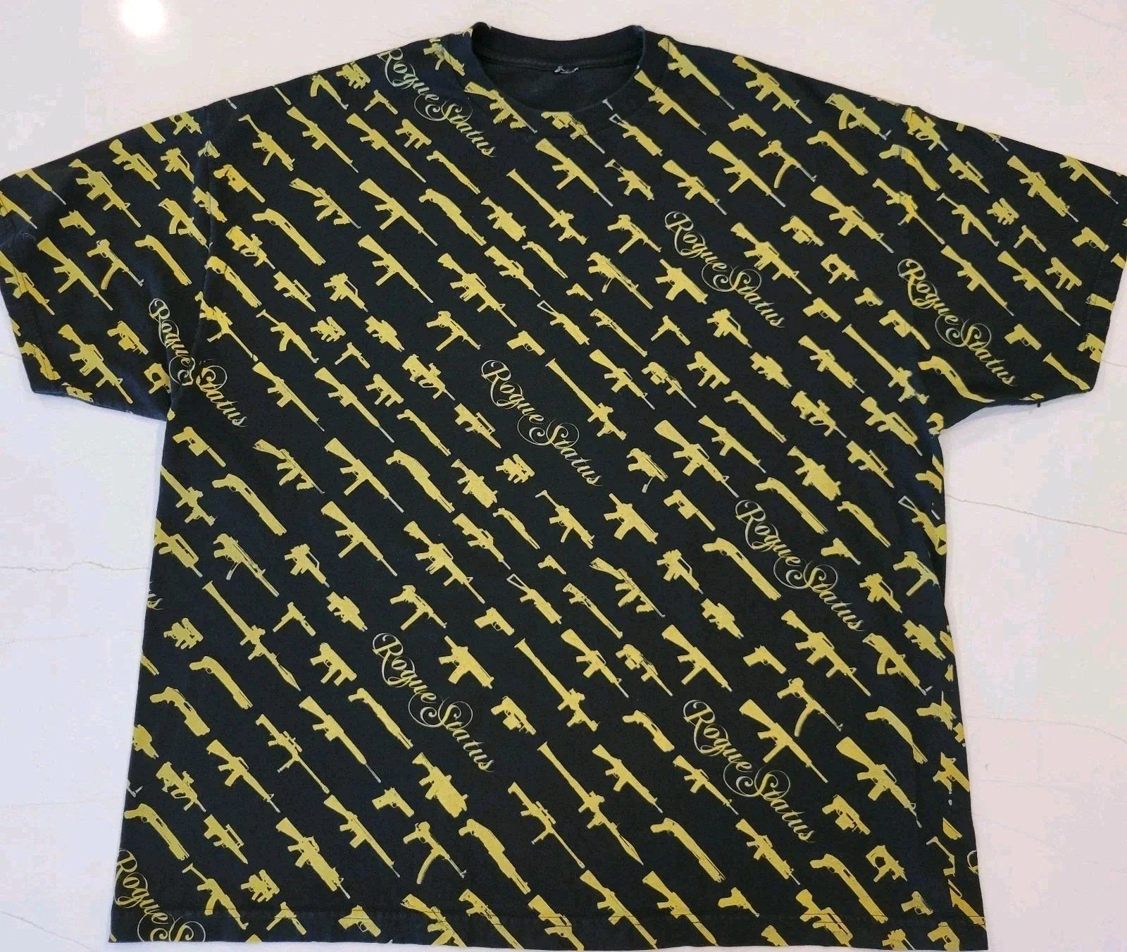 Rare Rogue Status Gun Show Yellow On Black All Over Print T shirt Size 3XL Y2K Unisex T-shirt, Sweatshirt, Hoodie, Long Sleeve Tee - T-Shirt, Sweatshirt, Hoodie