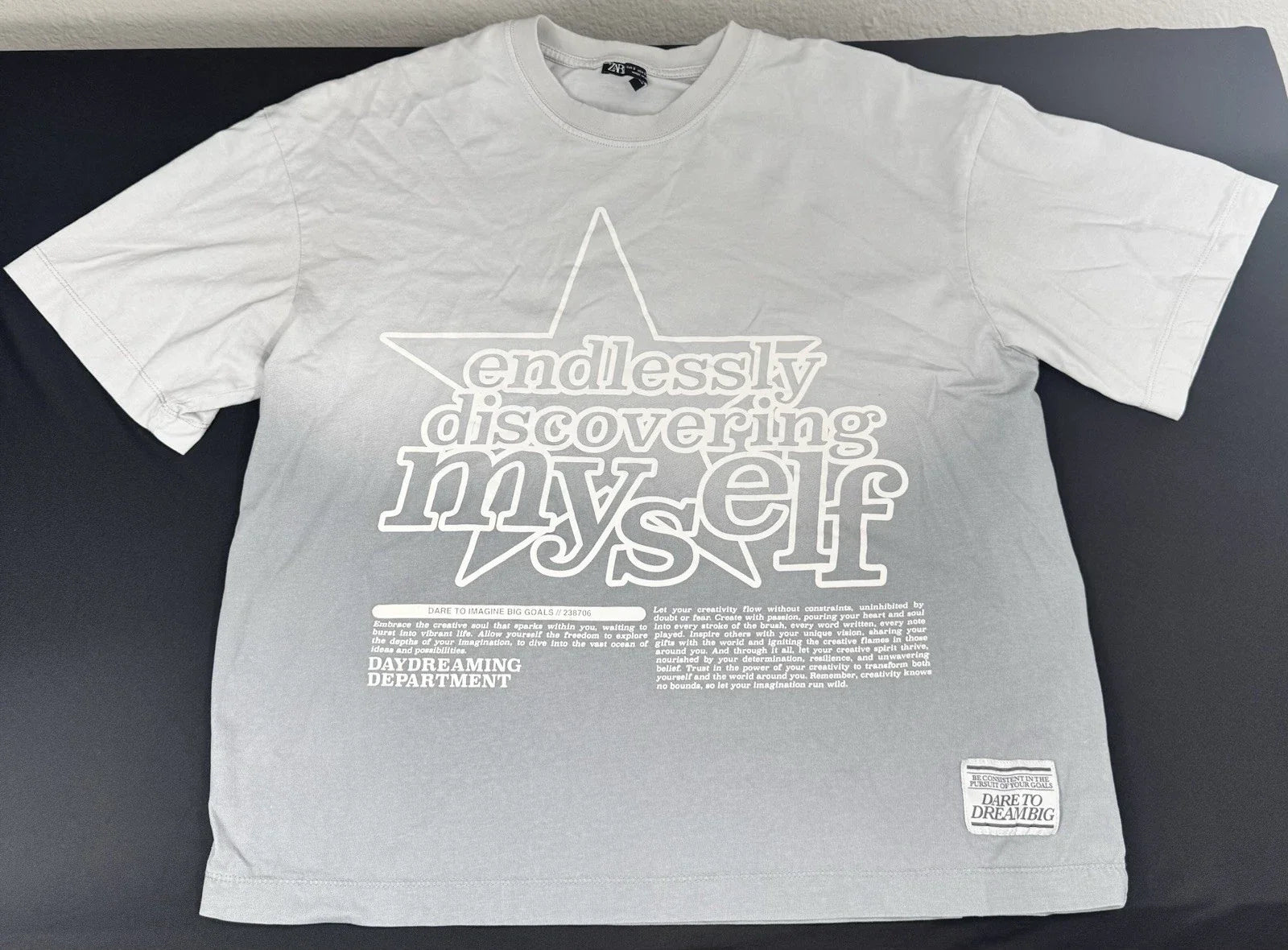 Zara  T-Shirt Mens Small Gray Endlessly Discovering Myself (NWOT) Item #01 Unisex T-shirt, Sweatshirt, Hoodie, Long Sleeve Tee - T-Shirt, Sweatshirt, Hoodie