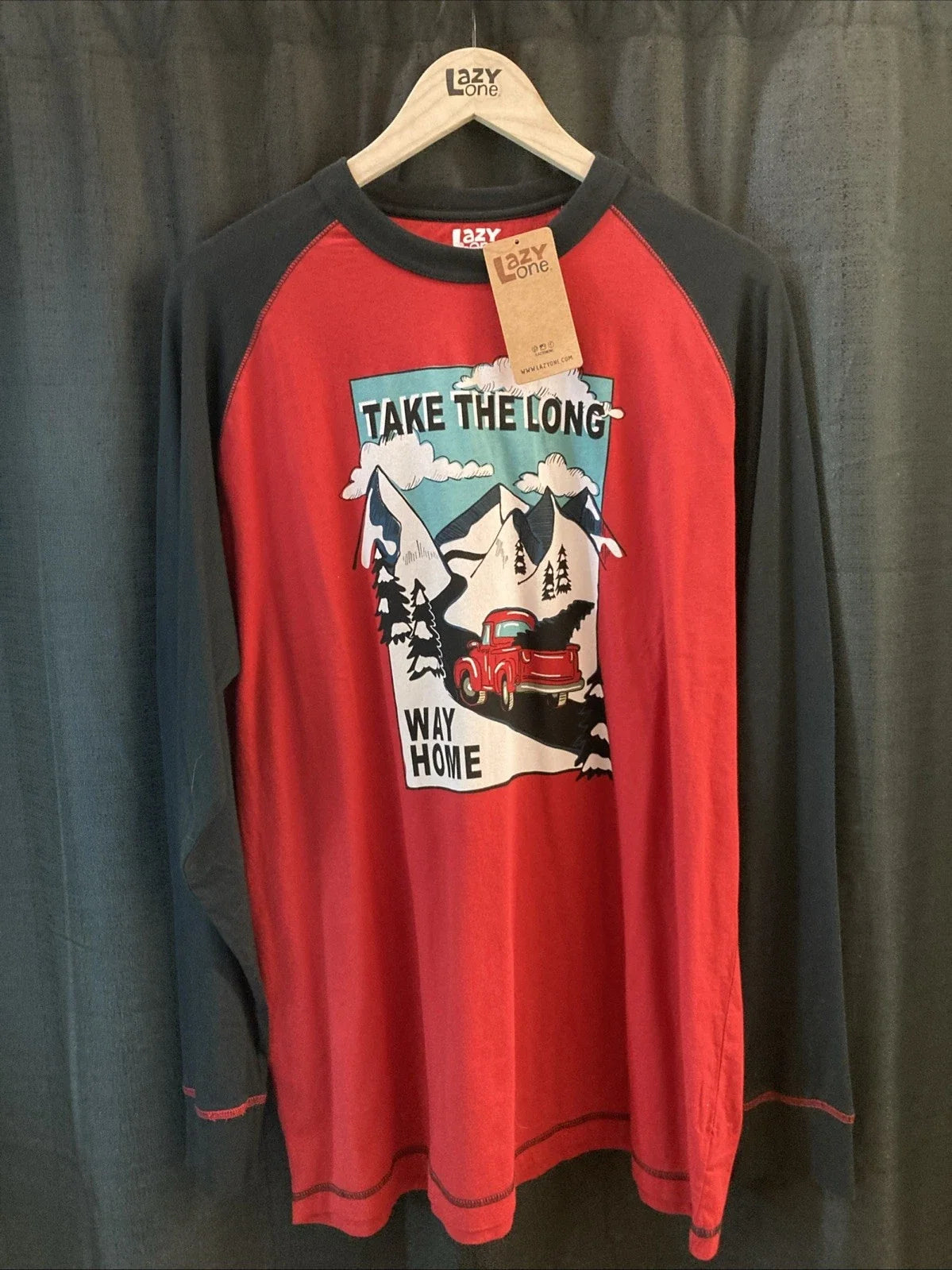 Lazy One XL Red Truck With Christmas Tree Long Sleeve T-Shirt Unisex T-shirt, Sweatshirt, Hoodie, Long Sleeve Tee - T-Shirt, Sweatshirt, Hoodie