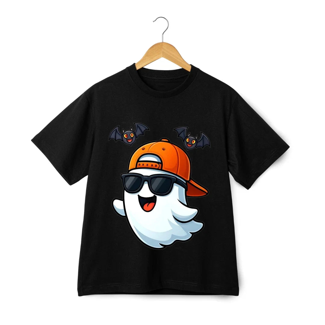 Cool Ghost Halloween T-Shirt - Cartoon Bat Graphic Tee Spooky Streetwear Unisex T-shirt, Sweatshirt, Hoodie, Long Sleeve Tee - T-Shirt, Sweatshirt, Hoodie