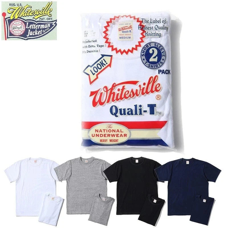 WHITESVILLE 2-PACK T-SHIRT - White, Black, Navy, Gray [ WV73544 ] Made in Japan Unisex T-shirt, Sweatshirt, Hoodie, Long Sleeve Tee - T-Shirt, Sweatshirt, Hoodie