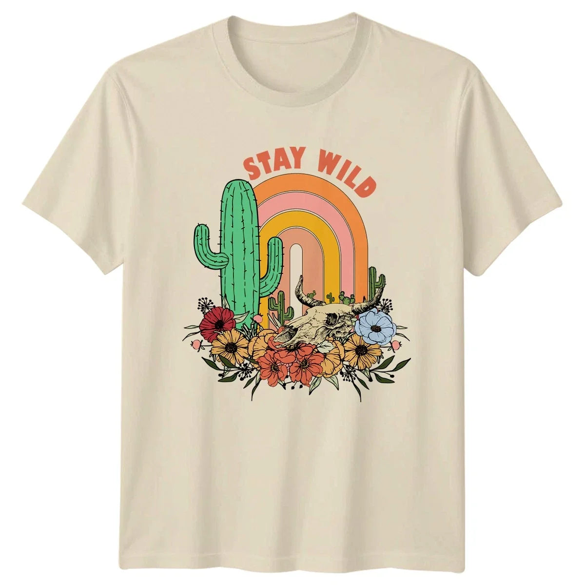 Stay Wild T-Shirt Cactus Floral Western Boho Desert Gift For Him And Her Unisex T-shirt, Sweatshirt, Hoodie, Long Sleeve Tee - T-Shirt, Sweatshirt, Hoodie