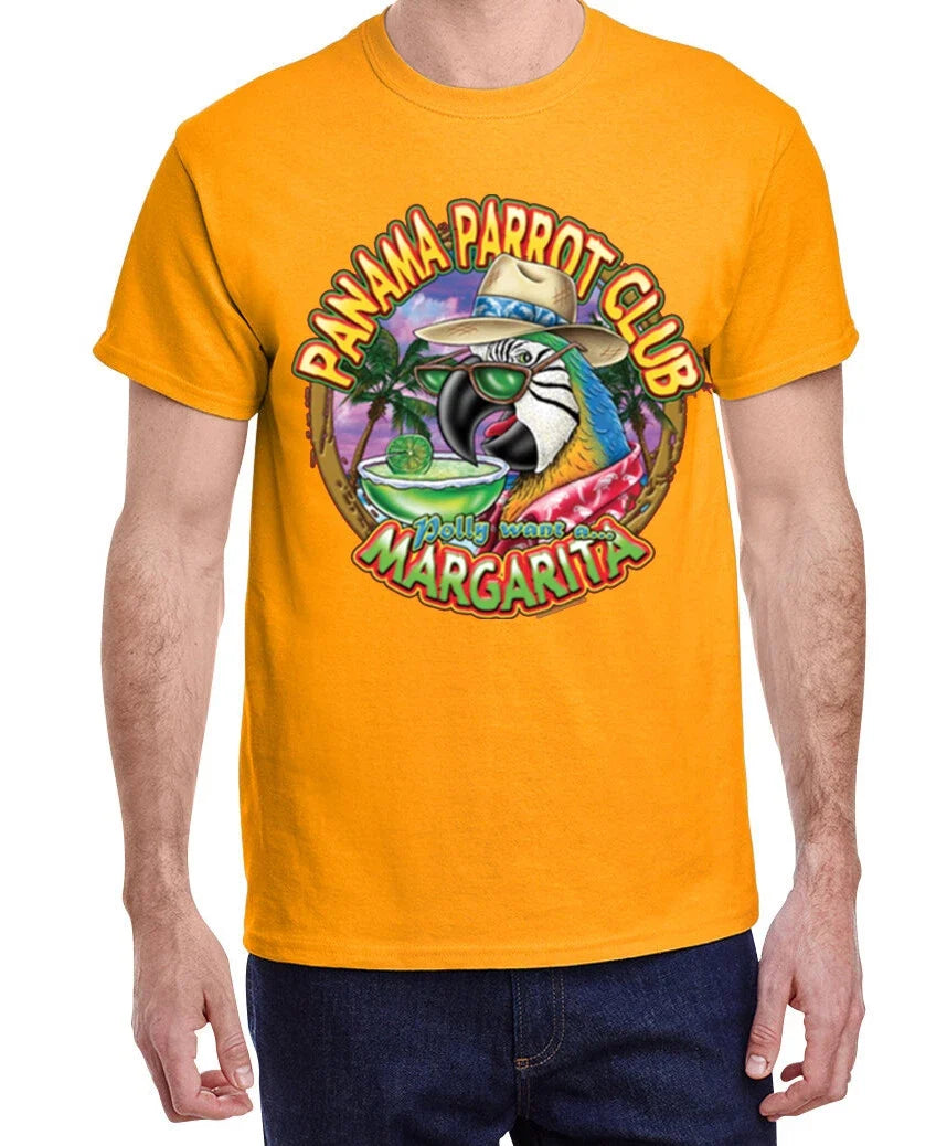 Panama Parrot Club Margarita T-shirt Funny Beach Tee Shirt Beachwear Mens Unisex T-shirt, Sweatshirt, Hoodie, Long Sleeve Tee - T-Shirt, Sweatshirt, Hoodie