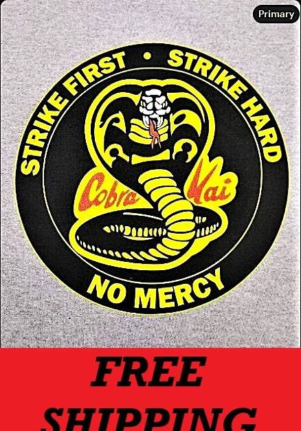 T-SHIRT-COBRA KAI-STRIKE FIRST-STRIKE HARD-NO MERCY Unisex T-shirt, Sweatshirt, Hoodie, Long Sleeve Tee - T-Shirt, Sweatshirt, Hoodie