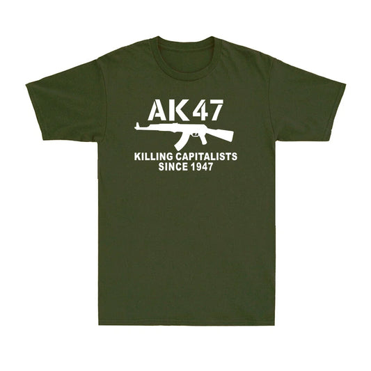 AK-47 Funny Political Weapons Cool Rude Gun Vintage Gift Men's Cotton T-Shirt Unisex T-shirt, Sweatshirt, Hoodie, Long Sleeve Tee - T-Shirt, Sweatshirt, Hoodie