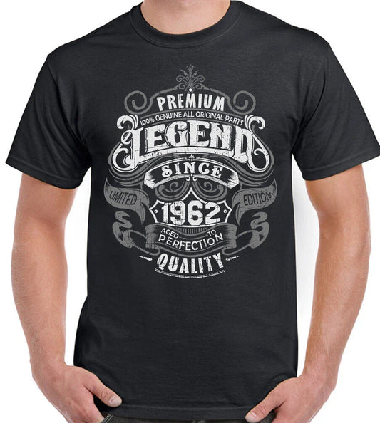 63rdBirthday 1962 Mens Funny T-Shirt 63 Year Old Top Premium Legend Since Unisex T-shirt, Sweatshirt, Hoodie, Long Sleeve Tee - T-Shirt, Sweatshirt, Hoodie