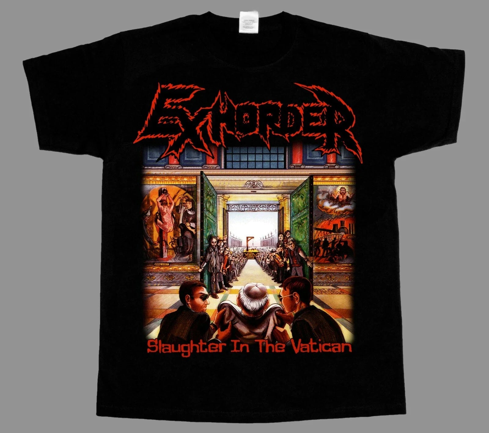 EXHORDER SLAUGHTER IN THE VATICAN NEW SHORT LONG SLEEVE BLACK T-SHIRT 345XL Unisex T-shirt, Sweatshirt, Hoodie, Long Sleeve Tee - T-Shirt, Sweatshirt, Hoodie