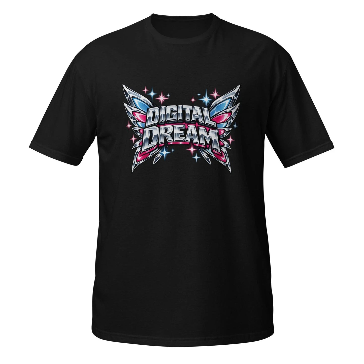 Digital Dream Shirt Y2K Chrome Butterfly Aesthetic Neon Graphic Tee Unisex T-shirt, Sweatshirt, Hoodie, Long Sleeve Tee - T-Shirt, Sweatshirt, Hoodie
