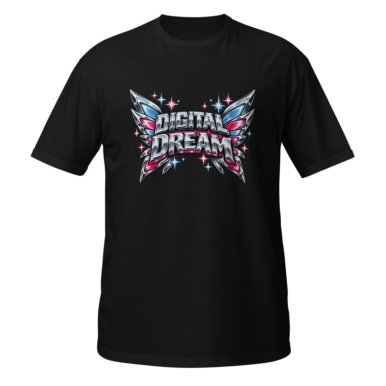 Digital Dream Shirt Y2K Chrome Butterfly Aesthetic Neon Graphic Tee Unisex T-shirt, Sweatshirt, Hoodie, Long Sleeve Tee - T-Shirt, Sweatshirt, Hoodie