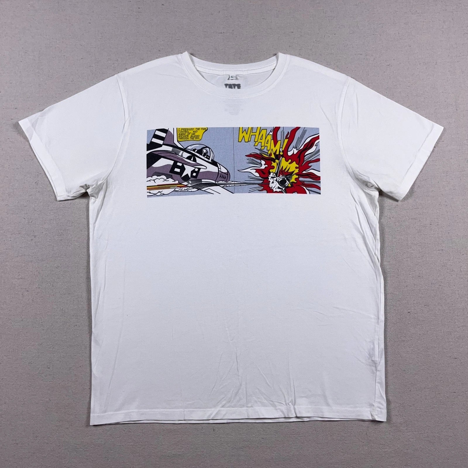 Roy Lichtenstein T Shirt Mens Large Tate Modern Whaam! 1963 Pop Art 2017 Unisex T-shirt, Sweatshirt, Hoodie, Long Sleeve Tee - T-Shirt, Sweatshirt, Hoodie