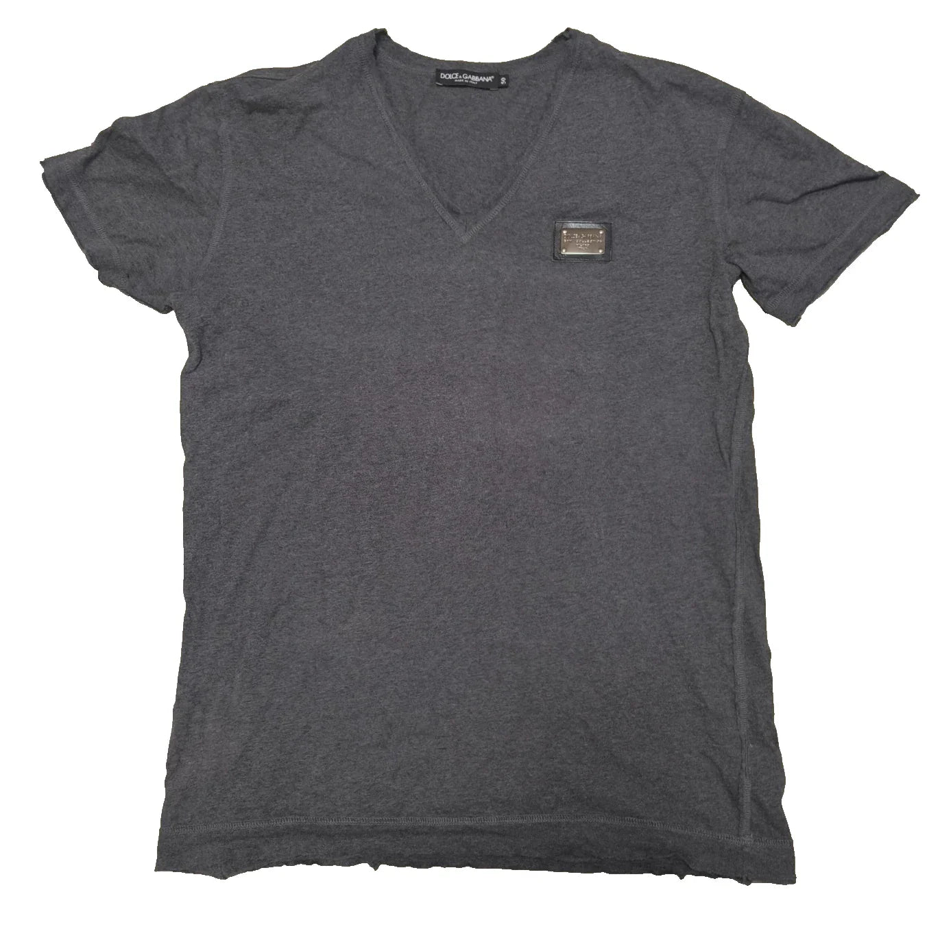 Dolce & Gabbana Gym Collection V-Neck T-Shirt Gray Metal Logo Plaque IT 50 M/L Unisex T-shirt, Sweatshirt, Hoodie, Long Sleeve Tee - T-Shirt, Sweatshirt, Hoodie