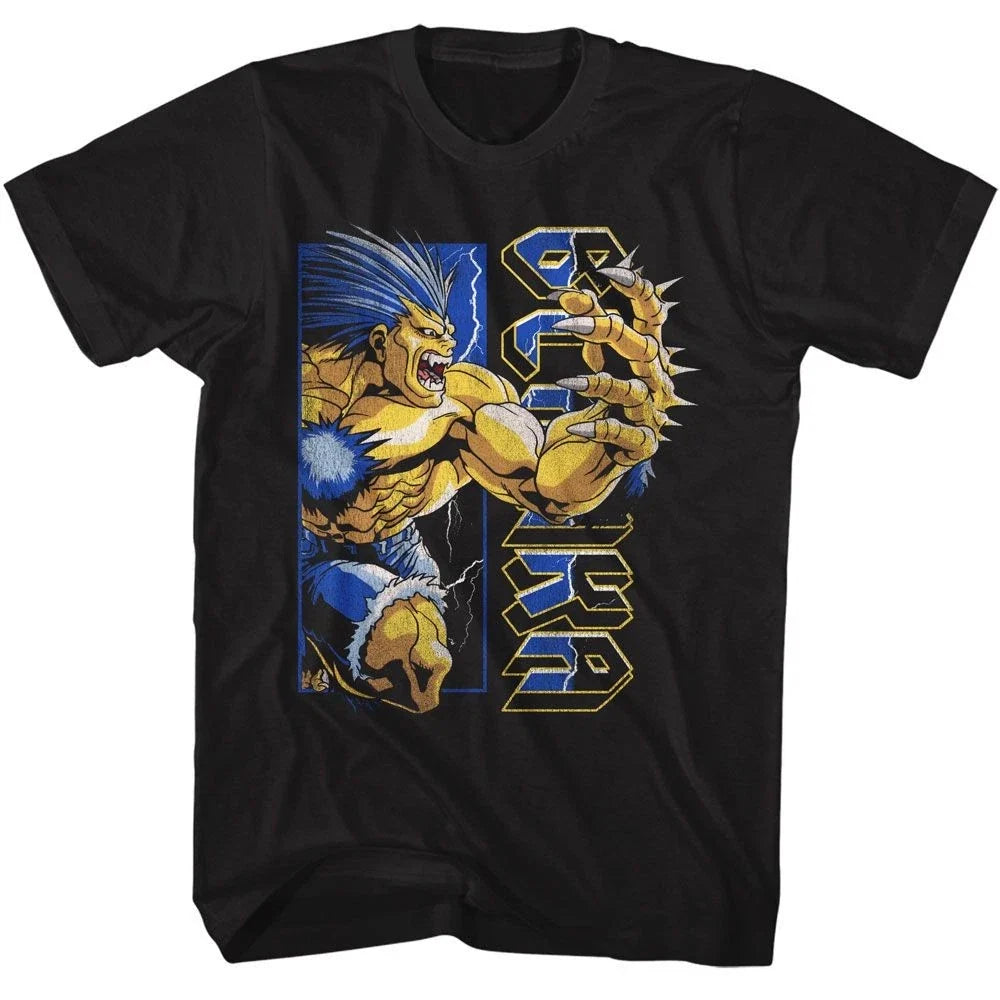 Street Fighter - 90s Style Blanka - American Classics - Solid Black Adult Short Unisex T-shirt, Sweatshirt, Hoodie, Long Sleeve Tee - T-Shirt, Sweatshirt, Hoodie