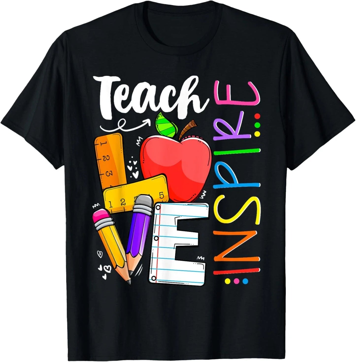 Teach Love Inspire Cute Teacher Design for Men and Wo Unisex T-Shirt Unisex T-shirt, Sweatshirt, Hoodie, Long Sleeve Tee - T-Shirt, Sweatshirt, Hoodie
