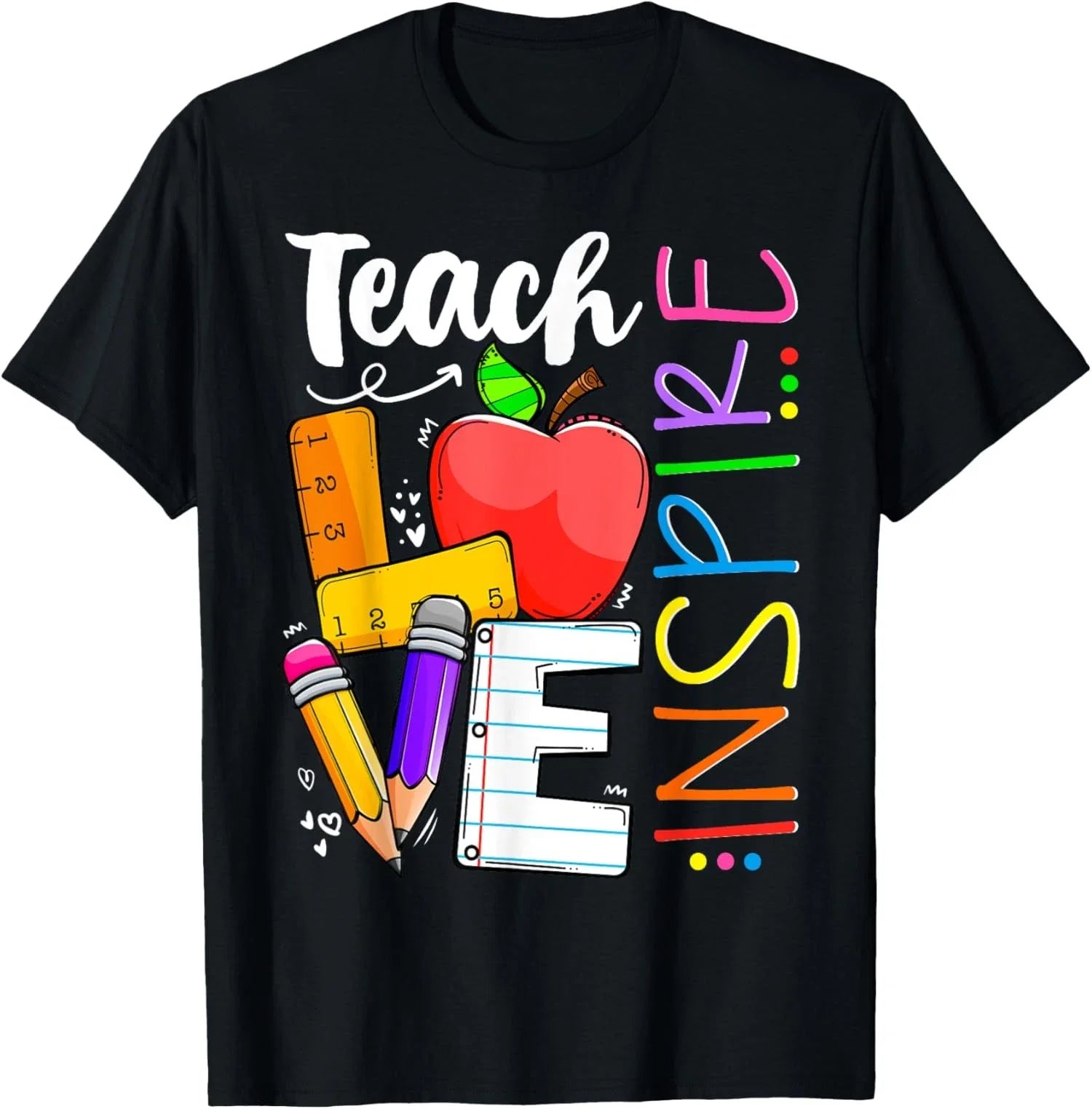 Teach Love Inspire Cute Teacher Design for Men and Wo Unisex T-Shirt Unisex T-shirt, Sweatshirt, Hoodie, Long Sleeve Tee - T-Shirt, Sweatshirt, Hoodie