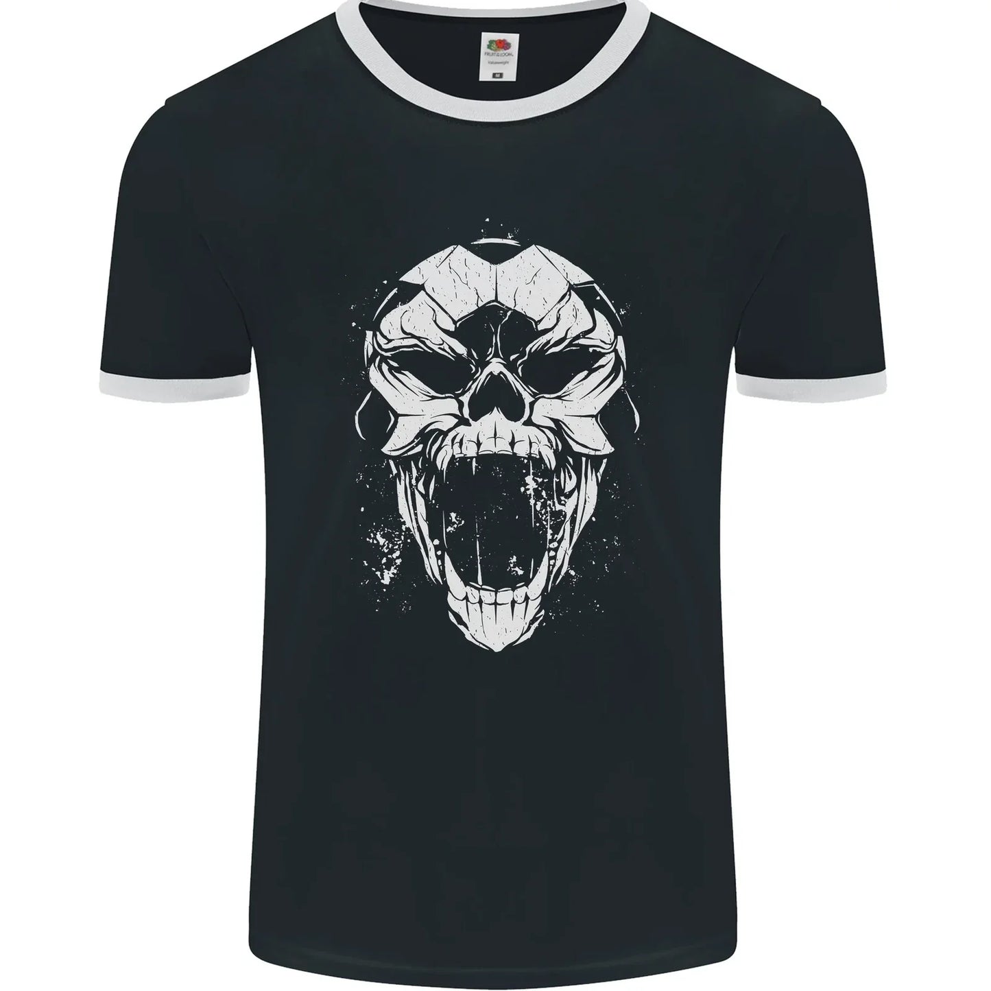 A Football Skull Footy Soccer Mens Ringer T-Shirt FotL Unisex T-shirt, Sweatshirt, Hoodie, Long Sleeve Tee - T-Shirt, Sweatshirt, Hoodie