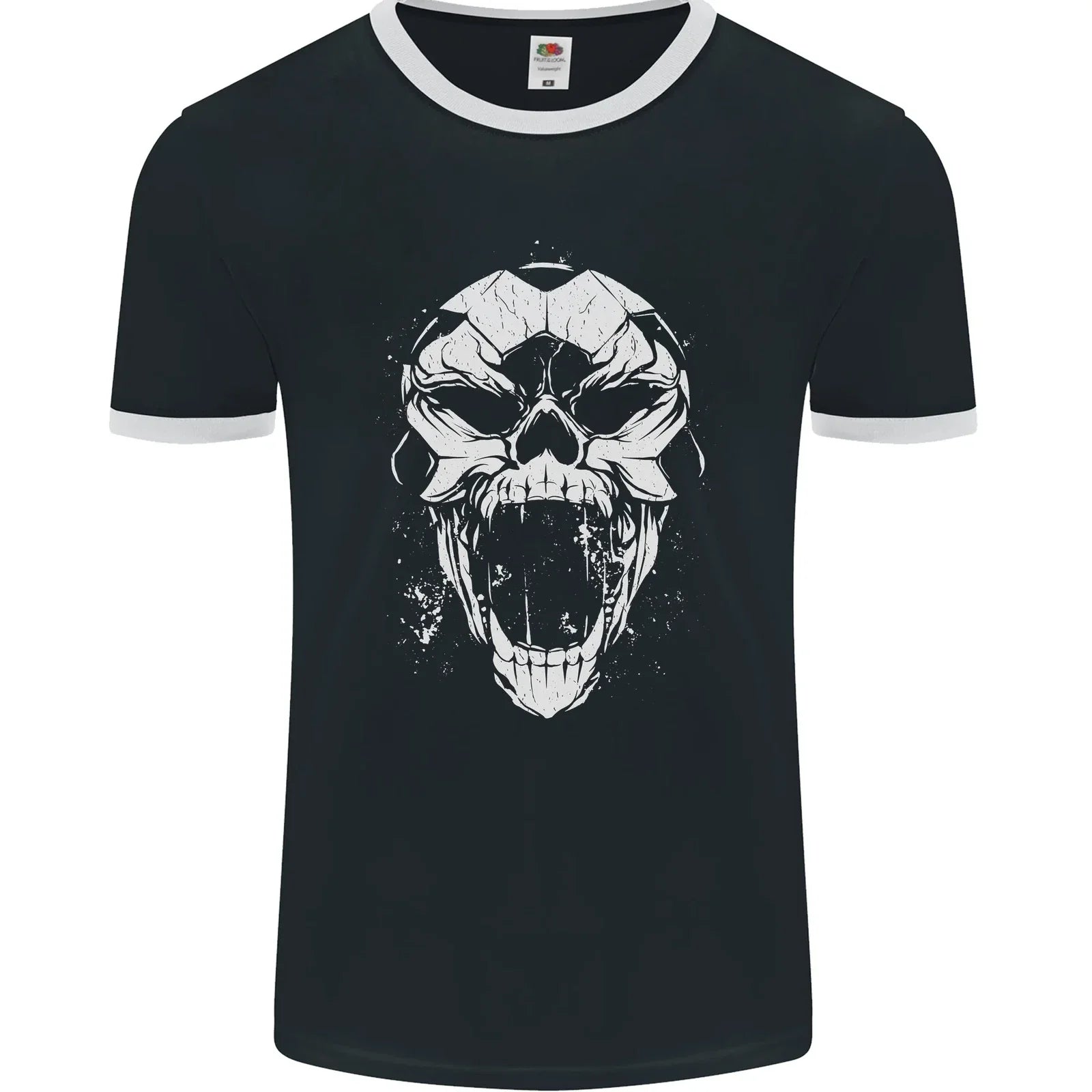 A Football Skull Footy Soccer Mens Ringer T-Shirt FotL Unisex T-shirt, Sweatshirt, Hoodie, Long Sleeve Tee - T-Shirt, Sweatshirt, Hoodie