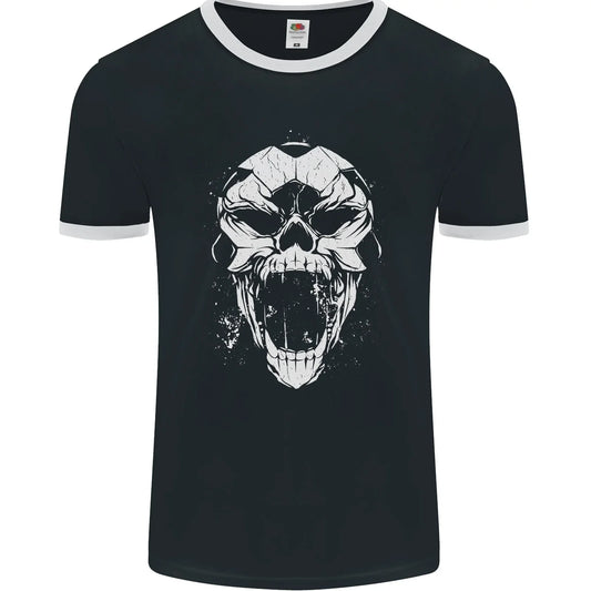 A Football Skull Footy Soccer Mens Ringer T-Shirt FotL Unisex T-shirt, Sweatshirt, Hoodie, Long Sleeve Tee - T-Shirt, Sweatshirt, Hoodie