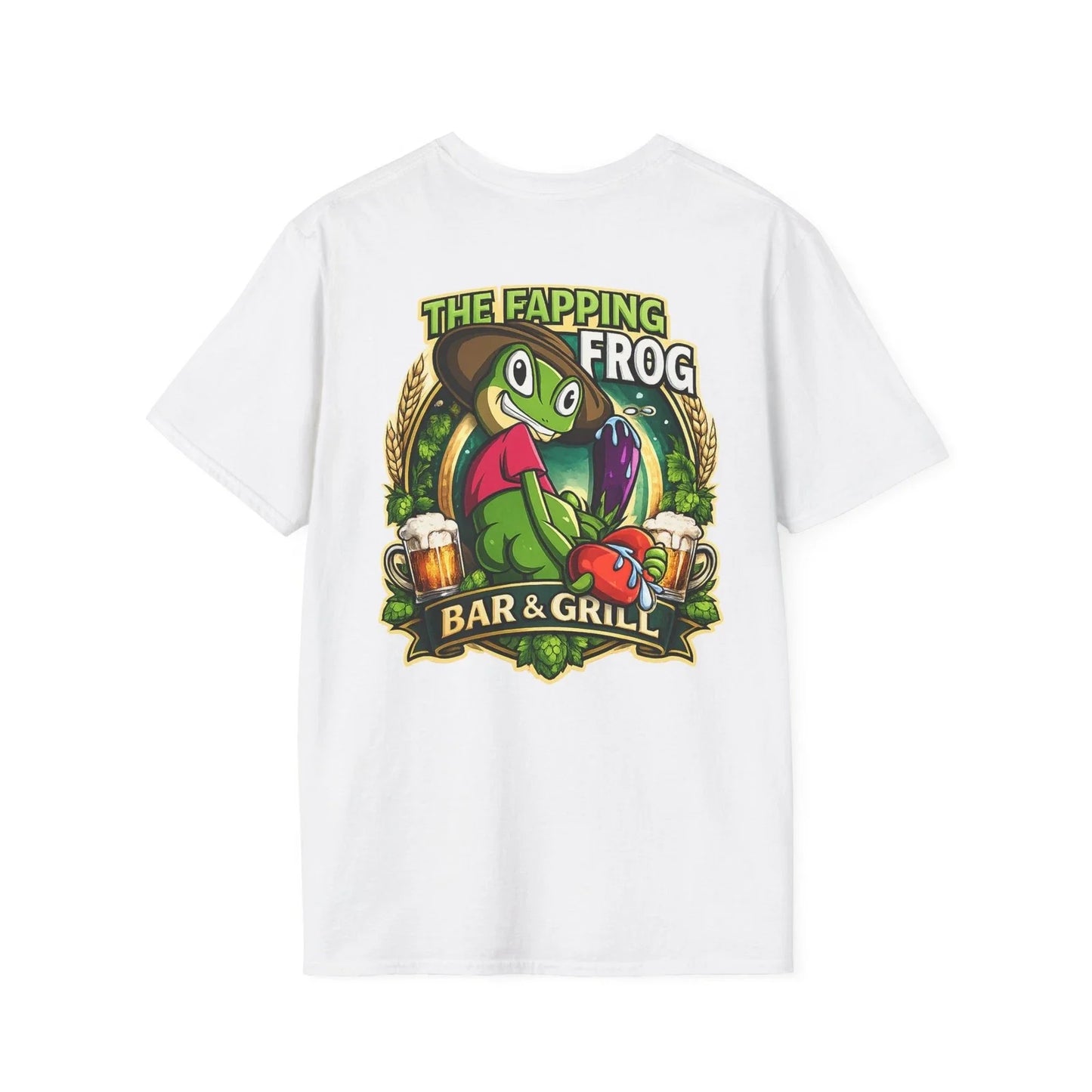 The Fapping Frog Bar & Grill Funny Beer Lover Adult Humor Back Side Graphic Tee Unisex T-shirt, Sweatshirt, Hoodie, Long Sleeve Tee - T-Shirt, Sweatshirt, Hoodie