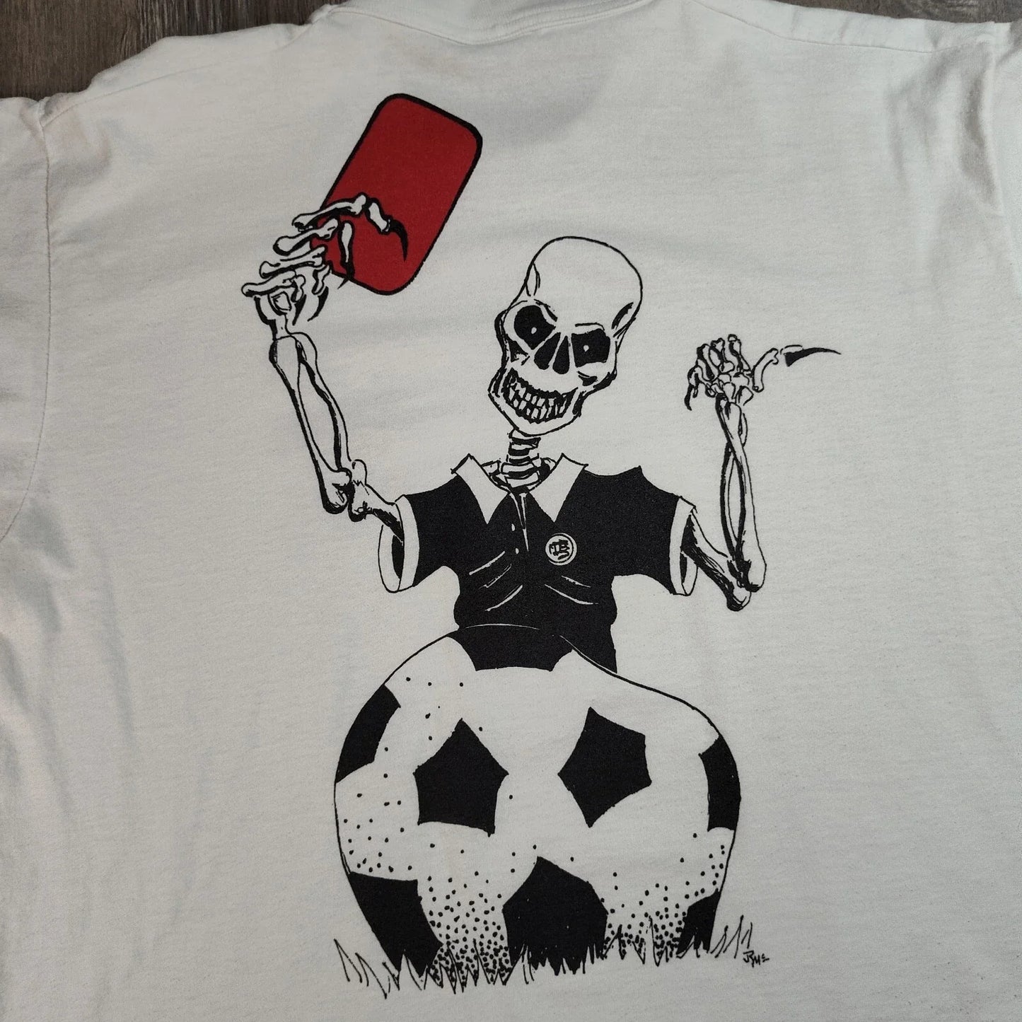 Vtg Red Card Skeleton Soccer Graphic Mullet Tee T Shirt M Na Large 90s Fotl USA Unisex T-shirt, Sweatshirt, Hoodie, Long Sleeve Tee - T-Shirt, Sweatshirt, Hoodie