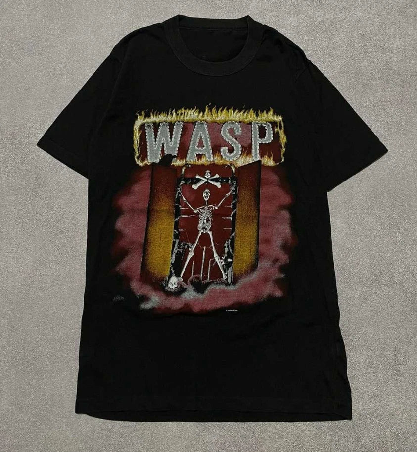 Vintage Vintage 80s Thrashed 1984 WASP Metal Rock Band T-Shirt Black S-5XL Unisex T-shirt, Sweatshirt, Hoodie, Long Sleeve Tee - T-Shirt, Sweatshirt, Hoodie