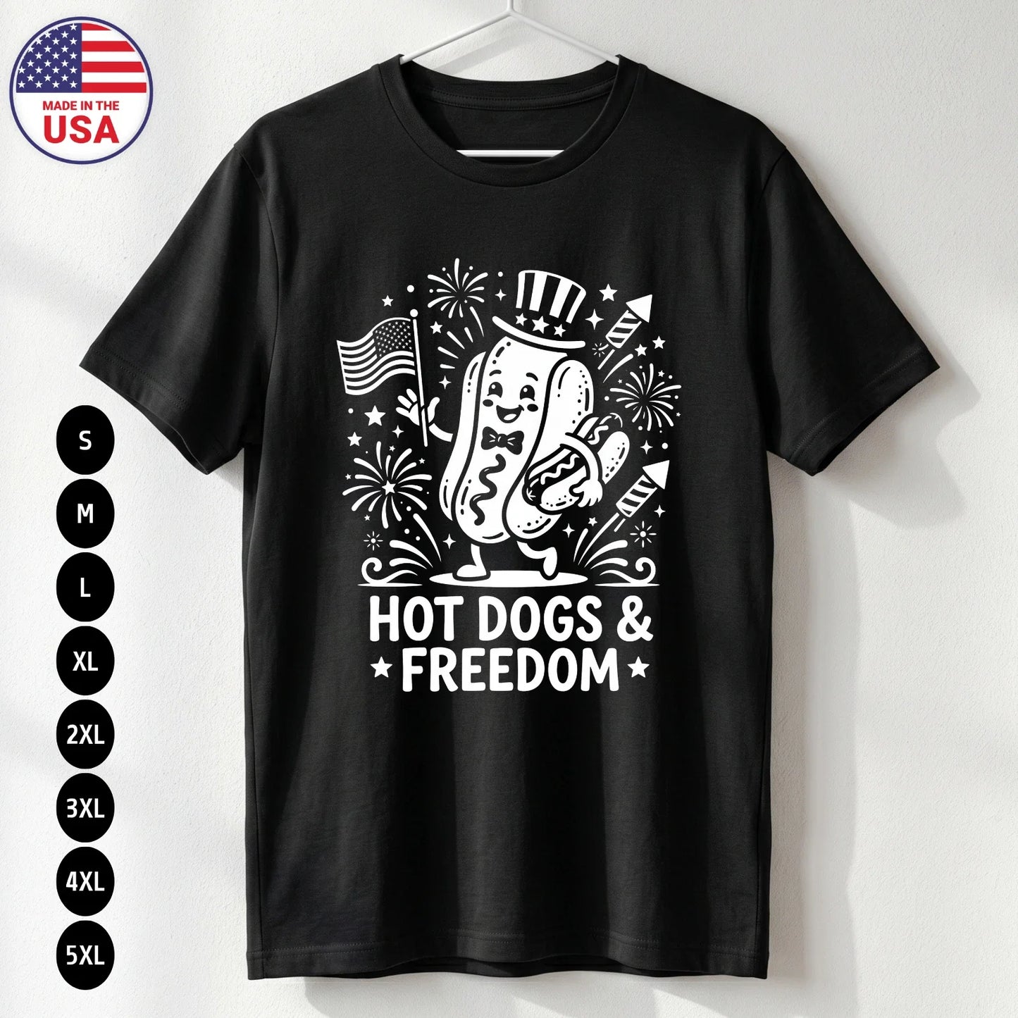 Hot Dogs and Freedom T Shirt Funny 4th of July BBQ Gift S-5XL Unisex T-shirt, Sweatshirt, Hoodie, Long Sleeve Tee - T-Shirt, Sweatshirt, Hoodie
