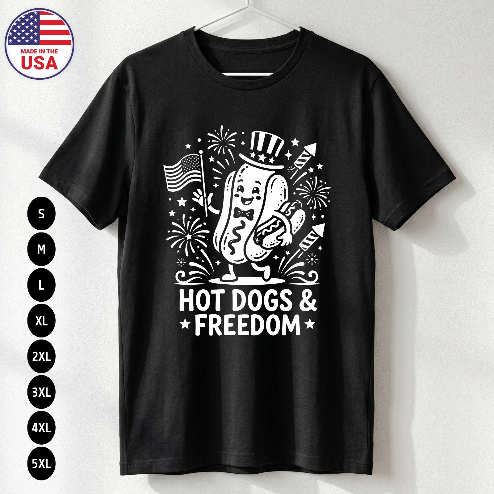 Hot Dogs and Freedom T Shirt Funny 4th of July BBQ Gift S-5XL Unisex T-shirt, Sweatshirt, Hoodie, Long Sleeve Tee - T-Shirt, Sweatshirt, Hoodie