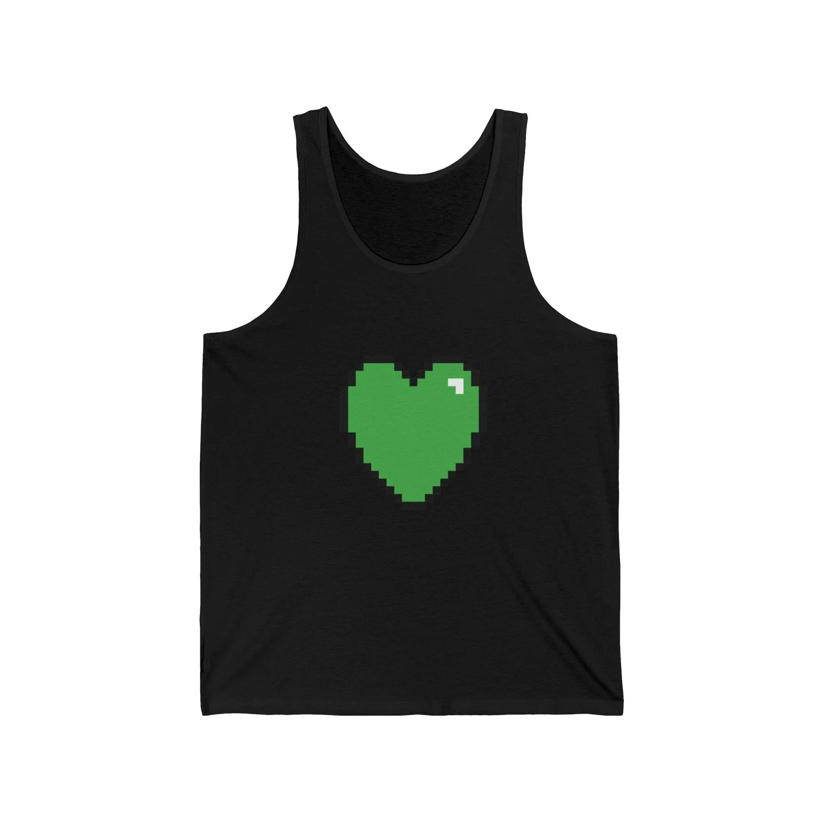Unisex Jersey Tank Cute 8-Bit Retro Pixel Art Green Gamer Heart Design Unisex T-shirt, Sweatshirt, Hoodie, Long Sleeve Tee - T-Shirt, Sweatshirt, Hoodie