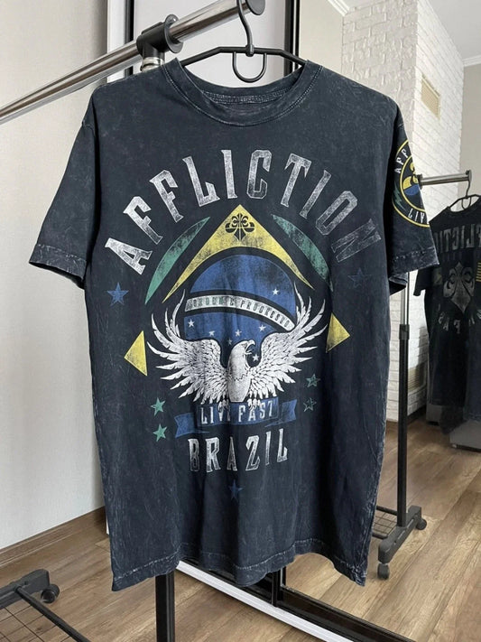 Affliction Brazil Vintage Y2K T-Shirt Big Logo Size Small Unisex T-shirt, Sweatshirt, Hoodie, Long Sleeve Tee - T-Shirt, Sweatshirt, Hoodie