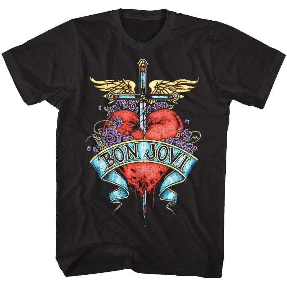 Bon Jovi Pierced Heart Tattoo T Shirt S-5XL Q8374 Unisex T-shirt, Sweatshirt, Hoodie, Long Sleeve Tee - T-Shirt, Sweatshirt, Hoodie