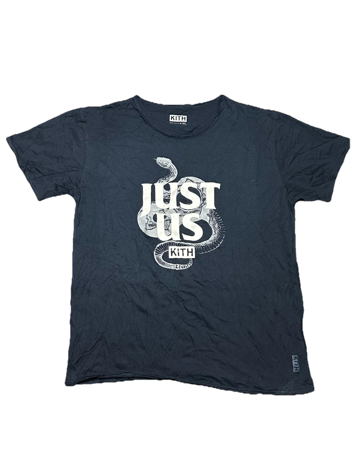 Kith Just Us Snake Distressed T Shirt Size XL Navy Blue Streetwear Unisex T-shirt, Sweatshirt, Hoodie, Long Sleeve Tee - T-Shirt, Sweatshirt, Hoodie
