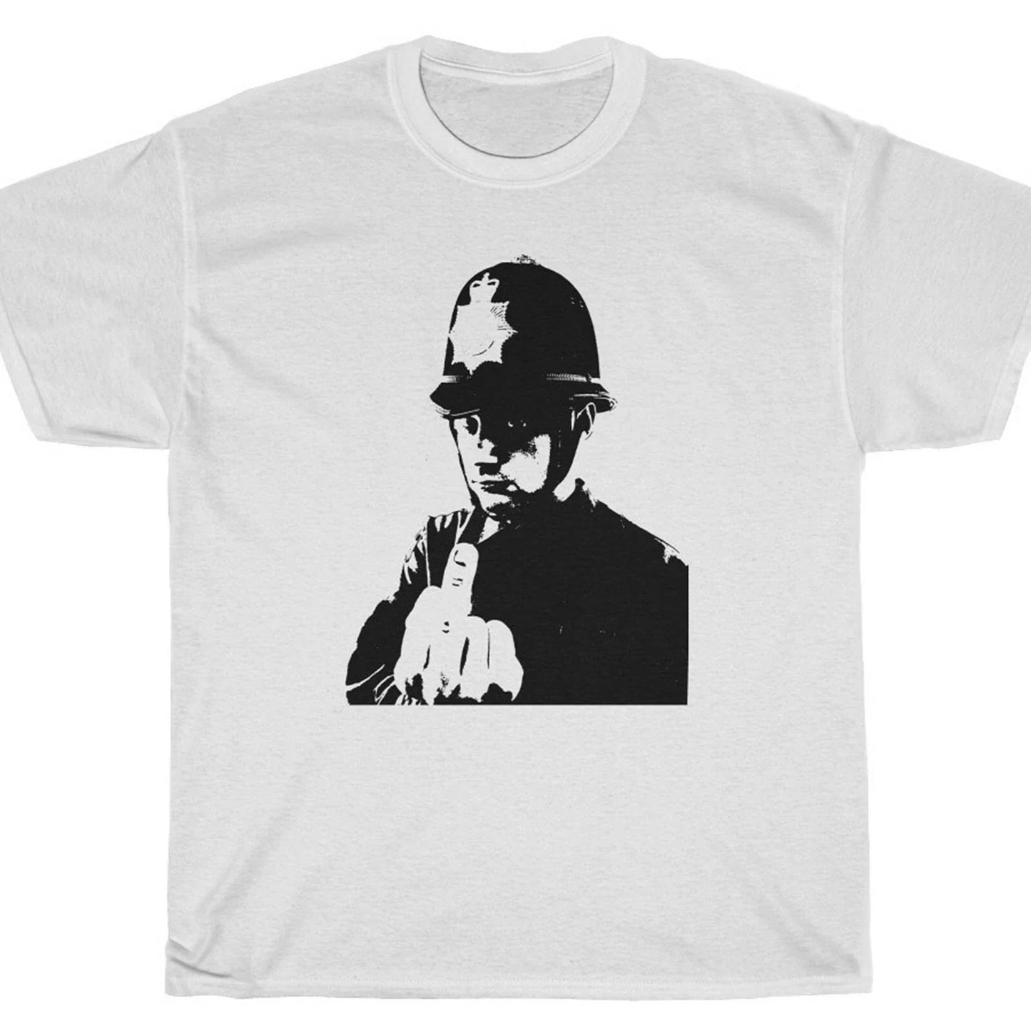 COP MIDDLE FINGER T-Shirt - Banksy Street Art Unisex T-shirt, Sweatshirt, Hoodie, Long Sleeve Tee - T-Shirt, Sweatshirt, Hoodie