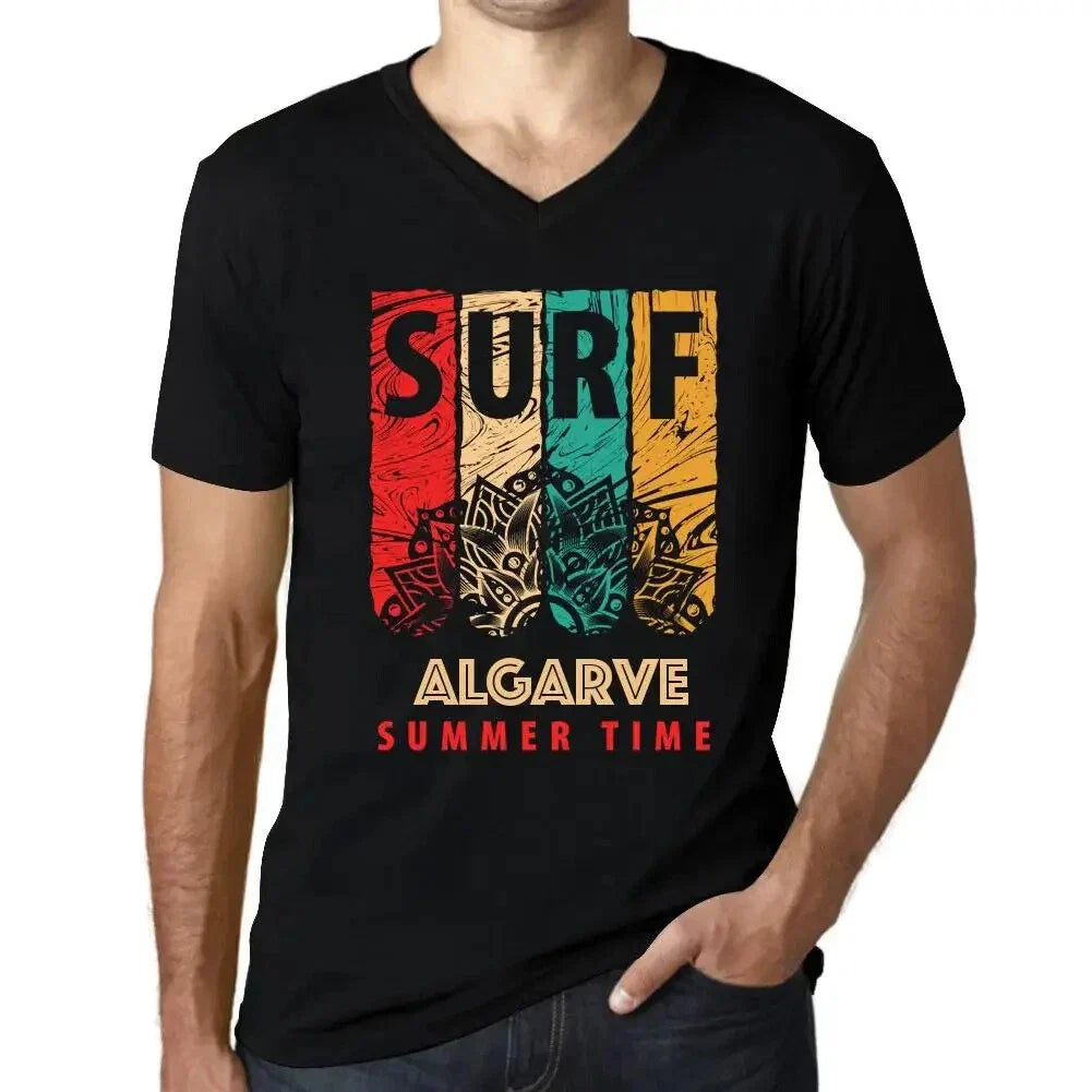 Men's Graphic T-Shirt V Neck Summer Time Surf In Algarve Eco-Friendly Limited Unisex T-shirt, Sweatshirt, Hoodie, Long Sleeve Tee - T-Shirt, Sweatshirt, Hoodie