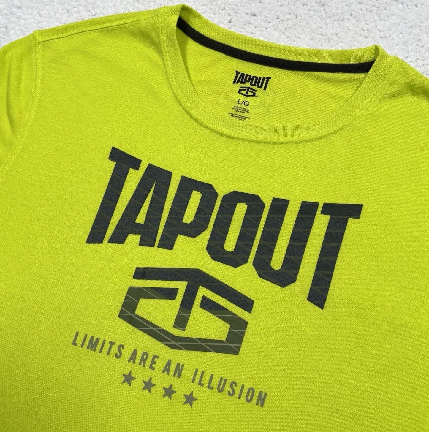 Tapout MMA T-Shirt Mens L (FIT M) Neon Green Limits Are An Illusion Short Sleeve Unisex T-shirt, Sweatshirt, Hoodie, Long Sleeve Tee - T-Shirt, Sweatshirt, Hoodie