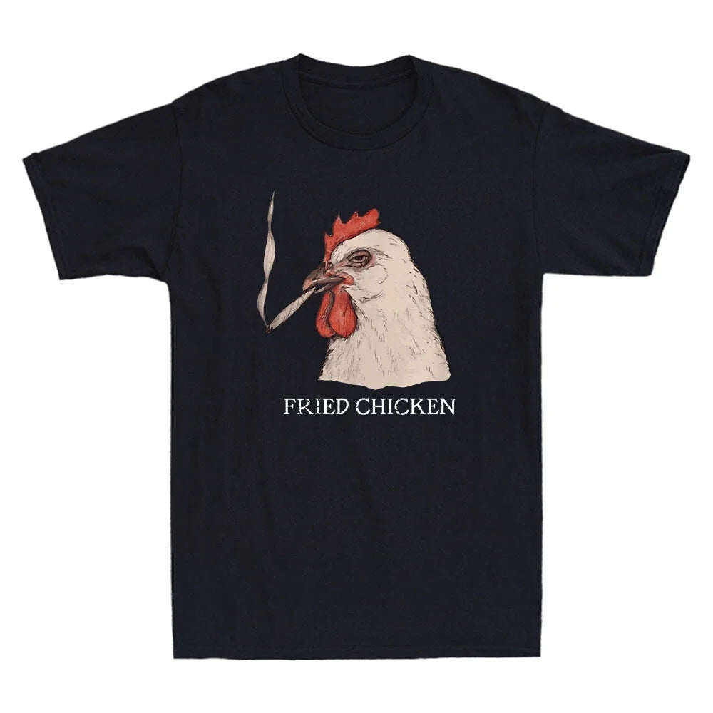Fried Chicken Funny Chicken 420 Smoking Marijuana Graphic Vintage Men's T-Shirt Unisex T-shirt, Sweatshirt, Hoodie, Long Sleeve Tee - T-Shirt, Sweatshirt, Hoodie