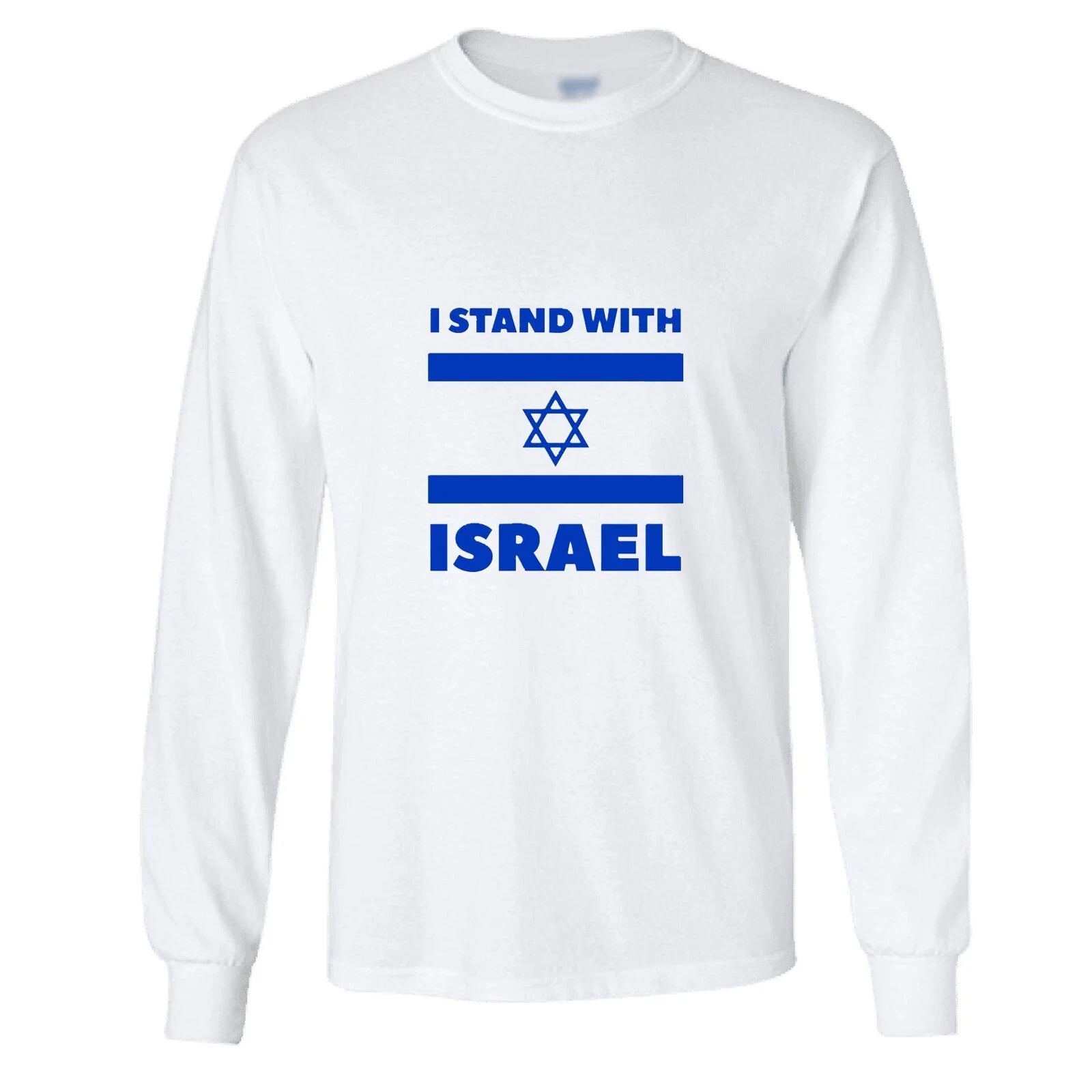 I stand with Israel Flag Star Political Long Sleeve Mens T Shirt White Tee Top Unisex T-shirt, Sweatshirt, Hoodie, Long Sleeve Tee - T-Shirt, Sweatshirt, Hoodie