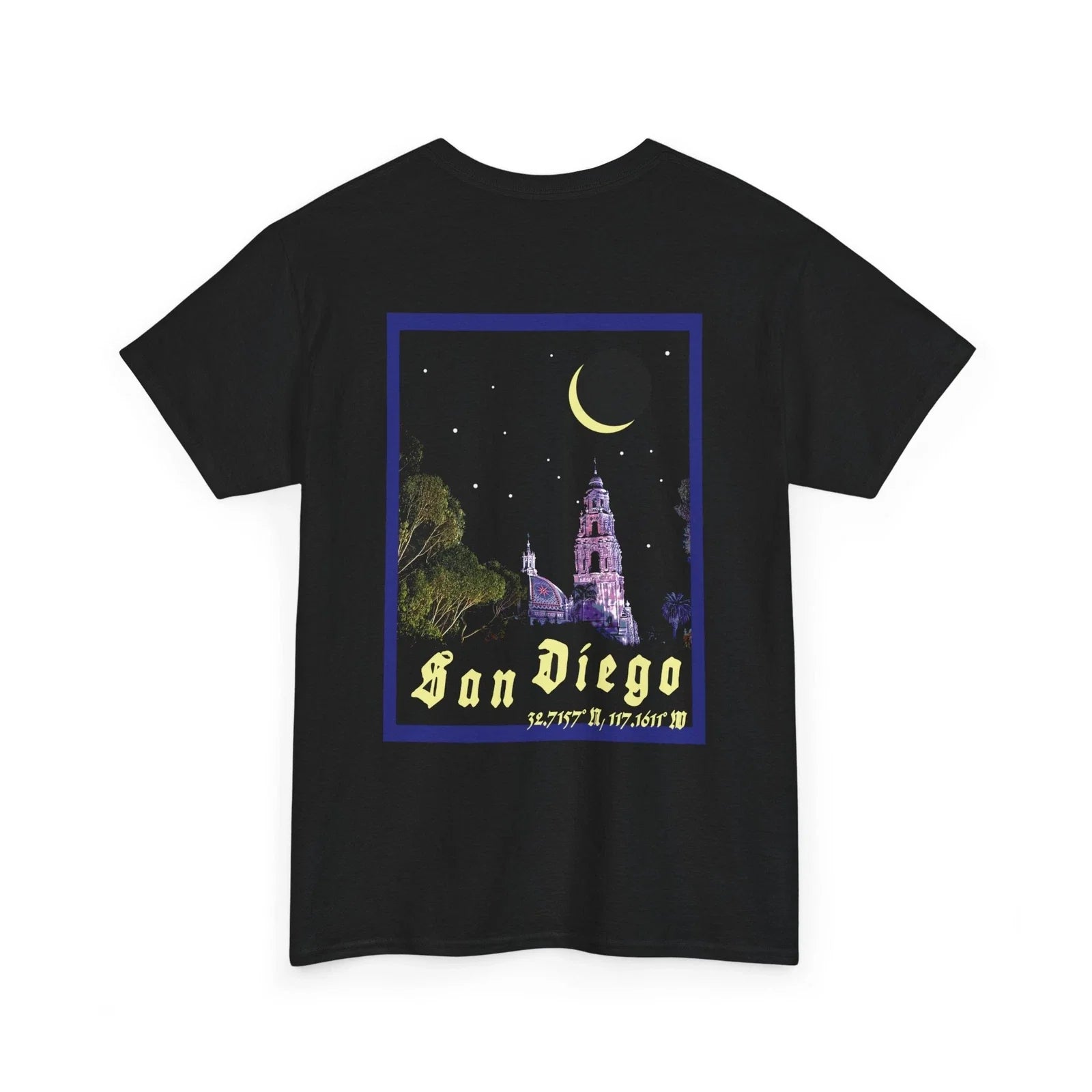 Pop Art Postcard Designer Tee- "San Diego, CA", Unisex, Cotton, Black Unisex T-shirt, Sweatshirt, Hoodie, Long Sleeve Tee - T-Shirt, Sweatshirt, Hoodie