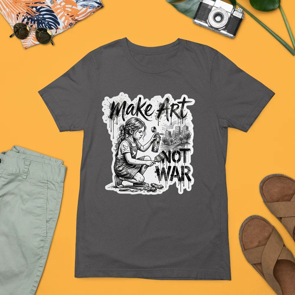 Make Art Not War T-Shirt Banksy Style Street Art Peace Protest Expression Gift Unisex T-shirt, Sweatshirt, Hoodie, Long Sleeve Tee - T-Shirt, Sweatshirt, Hoodie