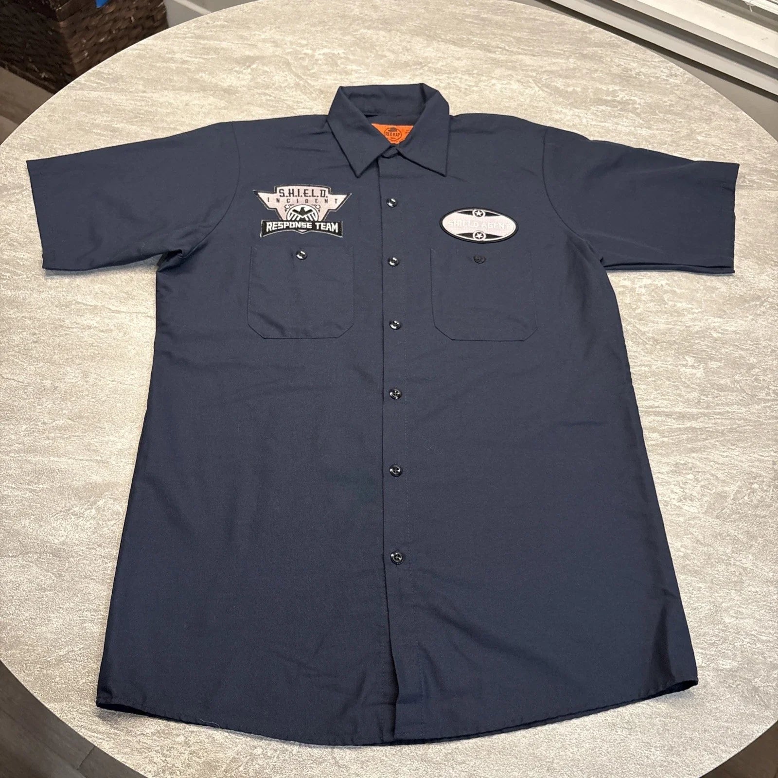 Red Kap Workwear Button Up Blue Grunge Y2K M Mechanic Short Sleeve Patches Unisex T-shirt, Sweatshirt, Hoodie, Long Sleeve Tee - T-Shirt, Sweatshirt, Hoodie