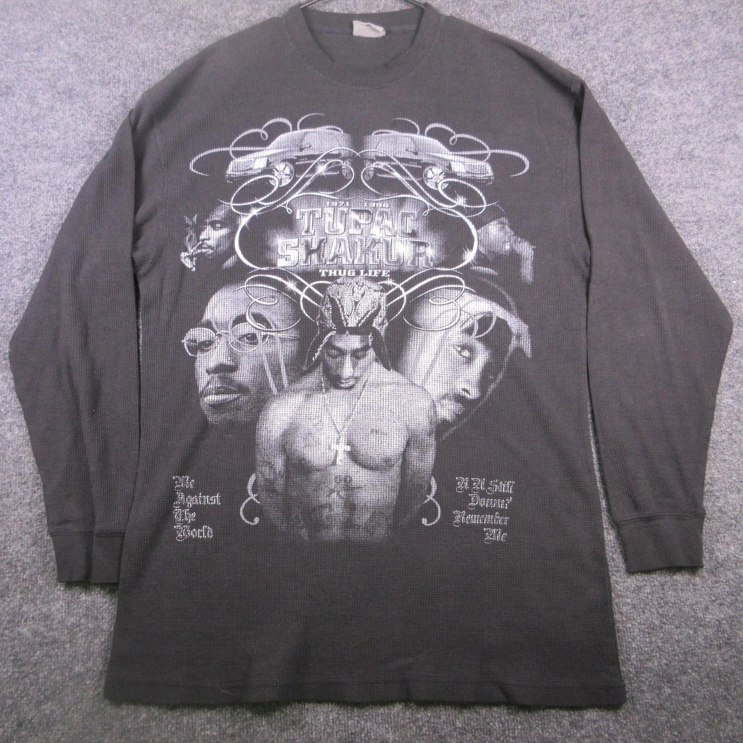 Y2K Raw Blue Shirt Mens 2XL Black Long Sleeve Thermal Tupac Shakur Thug Life Unisex T-shirt, Sweatshirt, Hoodie, Long Sleeve Tee - T-Shirt, Sweatshirt, Hoodie
