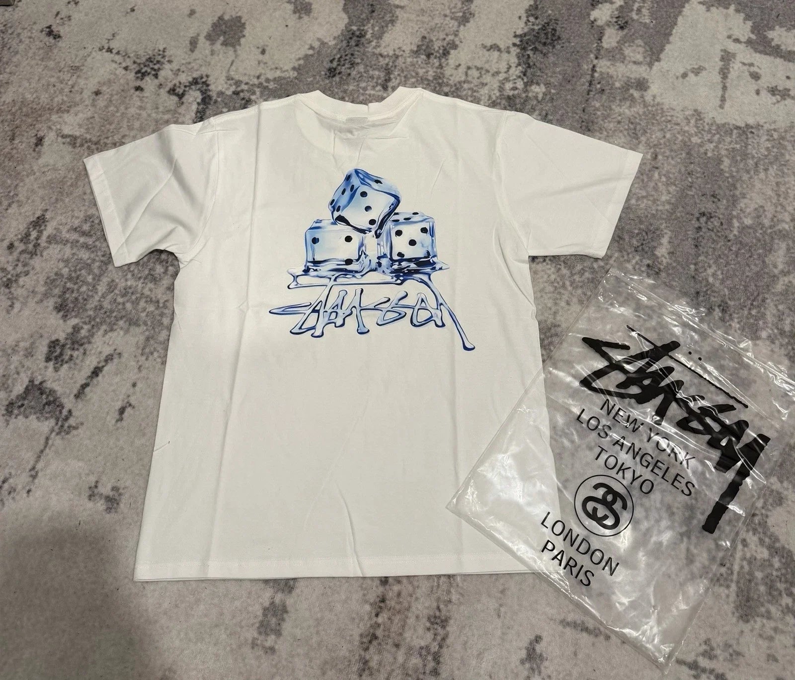 Stssy Blue Dice Graphic T-Shirt Medium M Blue Streetwear Skate Casual Tee Top Unisex T-shirt, Sweatshirt, Hoodie, Long Sleeve Tee - T-Shirt, Sweatshirt, Hoodie