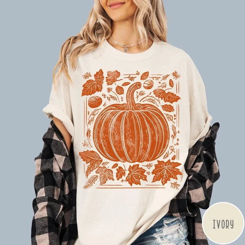 Retro Pumpkin Shirt, Vintage Fall Season Tshirt, Fall Oversized Shirt, Autumn Gr Unisex T-shirt, Sweatshirt, Hoodie, Long Sleeve Tee - T-Shirt, Sweatshirt, Hoodie