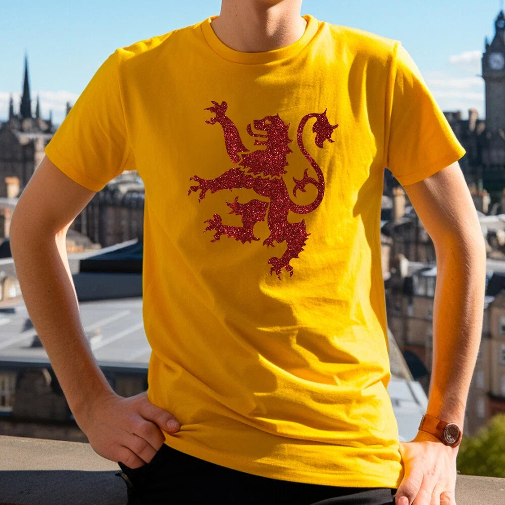 Scottish Flag Red Glitter Lion T Shirt Scotland Football Rugby Scots Gift Top Unisex T-shirt, Sweatshirt, Hoodie, Long Sleeve Tee - T-Shirt, Sweatshirt, Hoodie